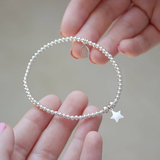 Star on Silver Ball Bead Bracelet - MYLEE London