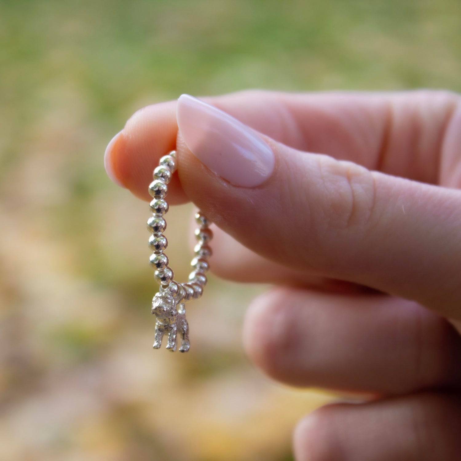 Sterling Silver Ball Bead Ring With Cockapoo Charm - MYLEE London