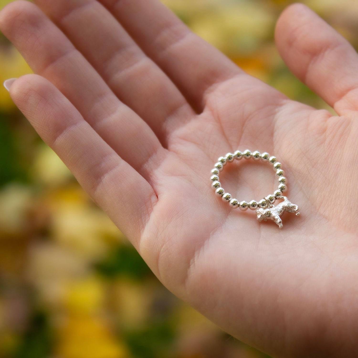 Sterling Silver Ball Bead Ring With Cockapoo Charm - MYLEE London