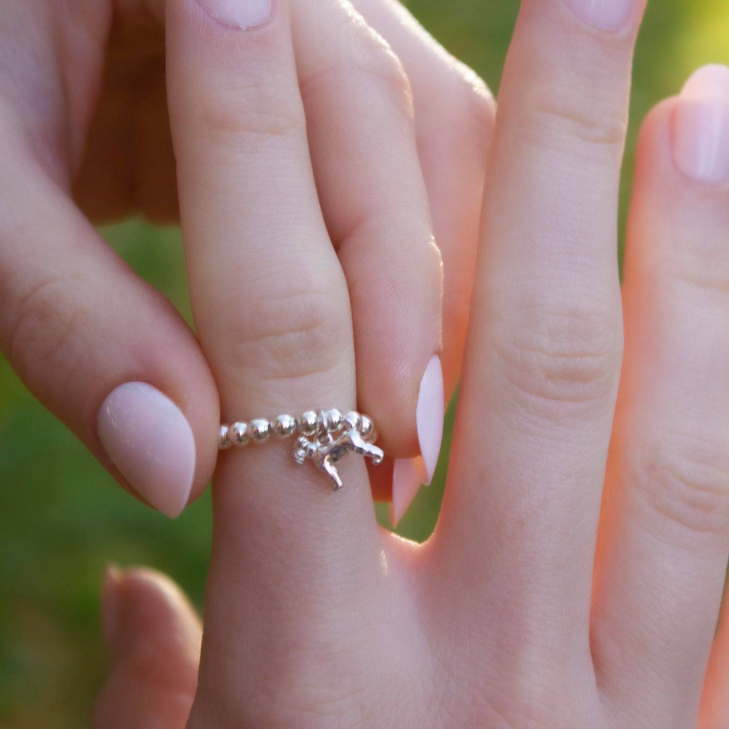 Sterling Silver Ball Bead Ring With Schnauzer Charm - MYLEE London