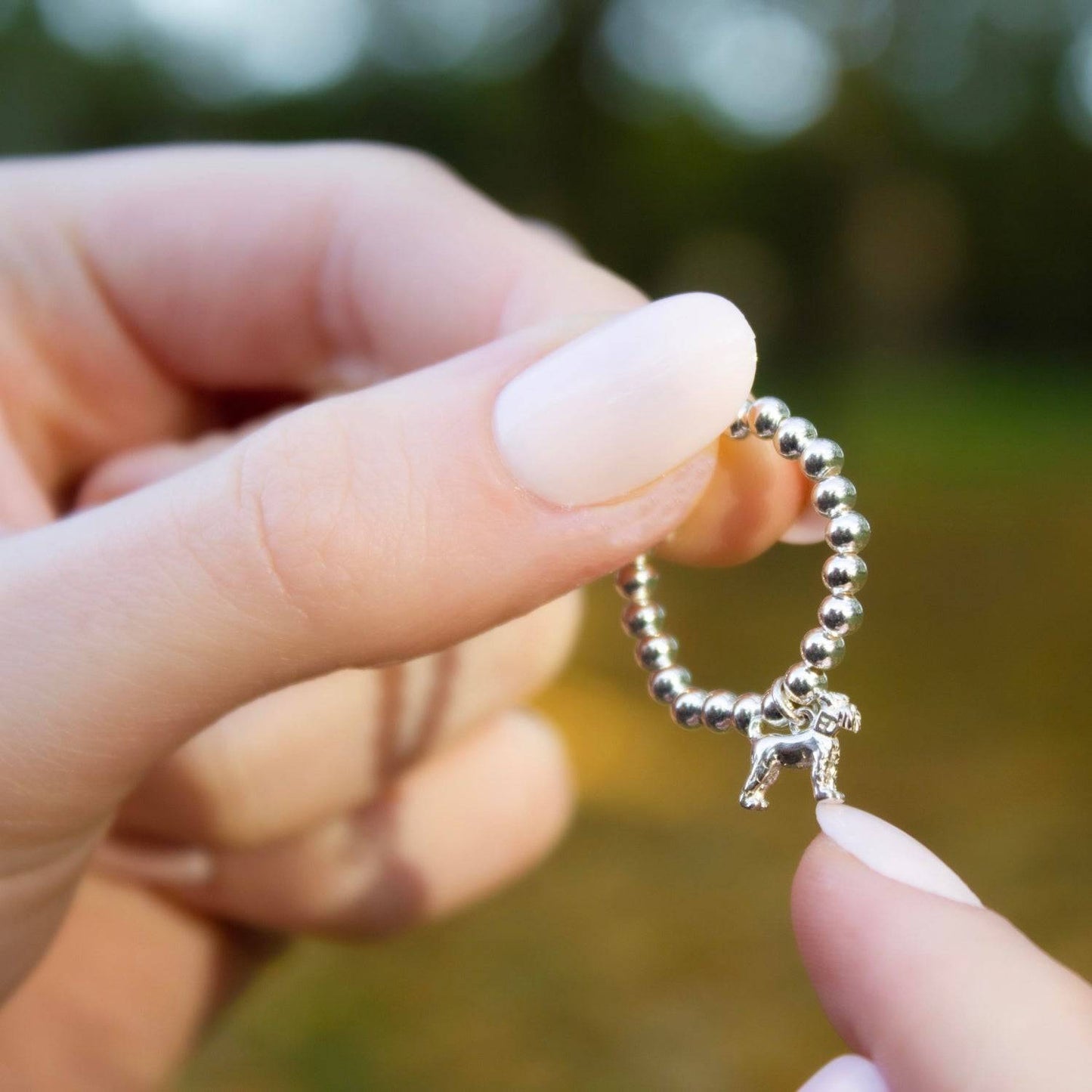 Sterling Silver Ball Bead Ring With Schnauzer Charm - MYLEE London