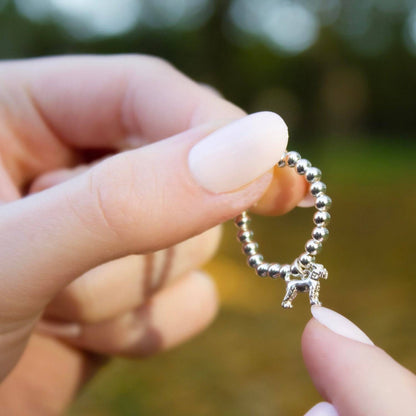 Sterling Silver Ball Bead Ring With Schnauzer Charm - MYLEE London