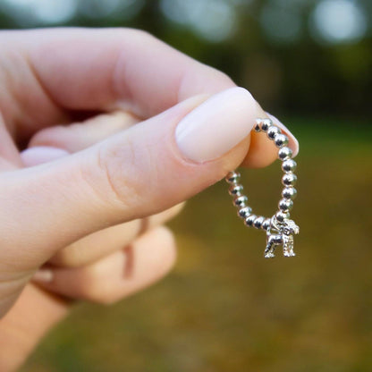 Sterling Silver Ball Bead Ring With Schnauzer Charm - MYLEE London