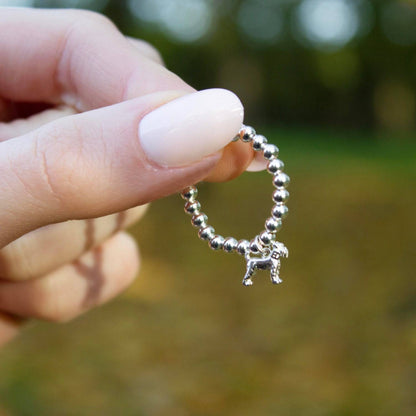 Sterling Silver Ball Bead Ring With Schnauzer Charm - MYLEE London