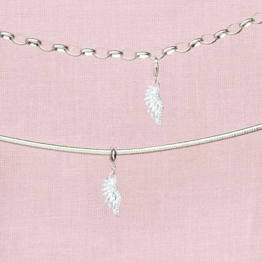 Sterling Silver Crystal Angel Wing Charm - MYLEE London