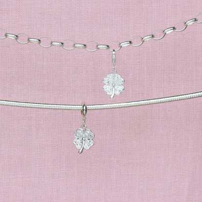 Sterling Silver Crystal Clover Charm - MYLEE London