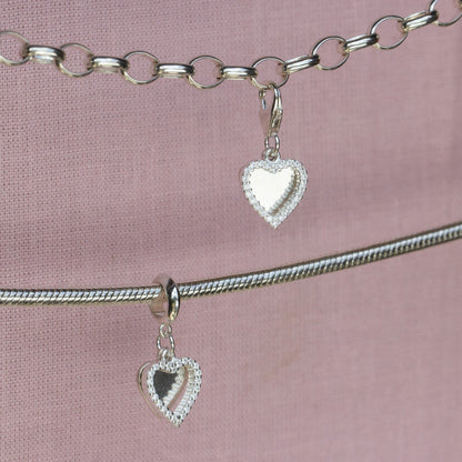 Sterling Silver Crystal Double Heart Charm - MYLEE London