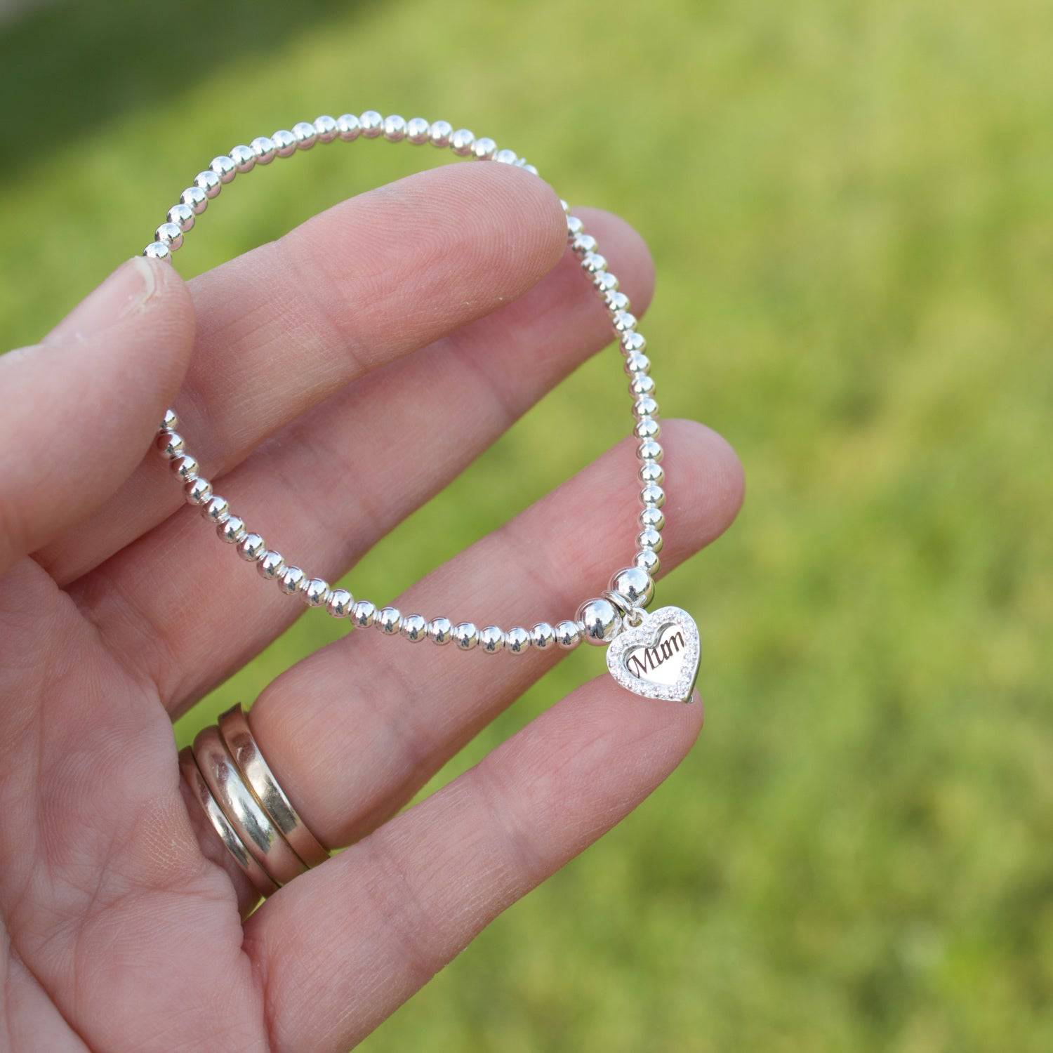 Sterling Silver Crystal Double Heart Charm - MYLEE London