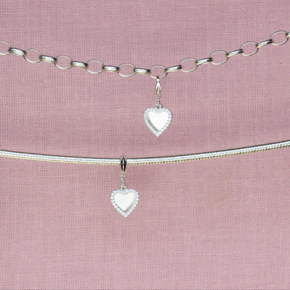 Sterling Silver Crystal Double Heart Charm - MYLEE London