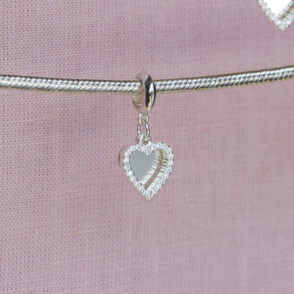 Sterling Silver Crystal Double Heart Charm - MYLEE London