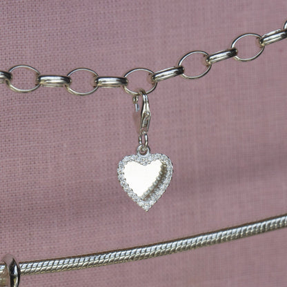 Sterling Silver Crystal Double Heart Charm - MYLEE London