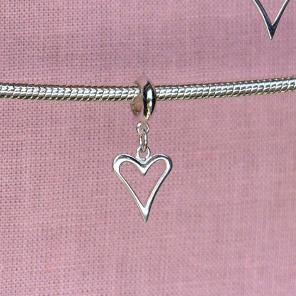 Sterling Silver Open Heart Charm - MYLEE London