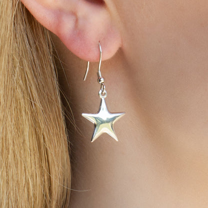 Sterling Silver Puffy Star Earrings - MYLEE London