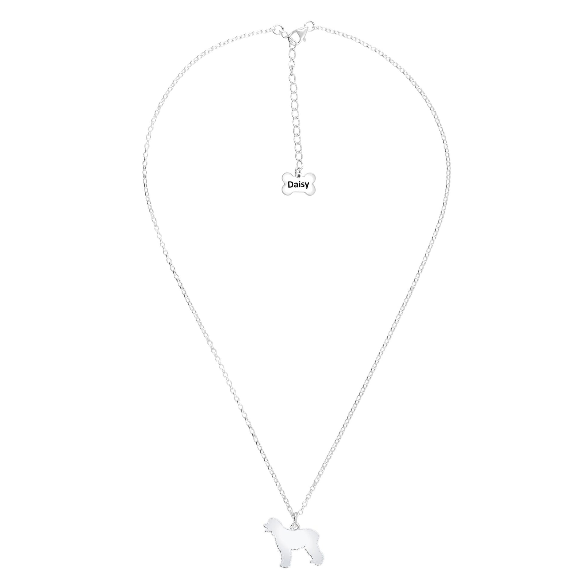 Sussex Spaniel Silhouette Silver Necklace - Personalised - MYLEE London