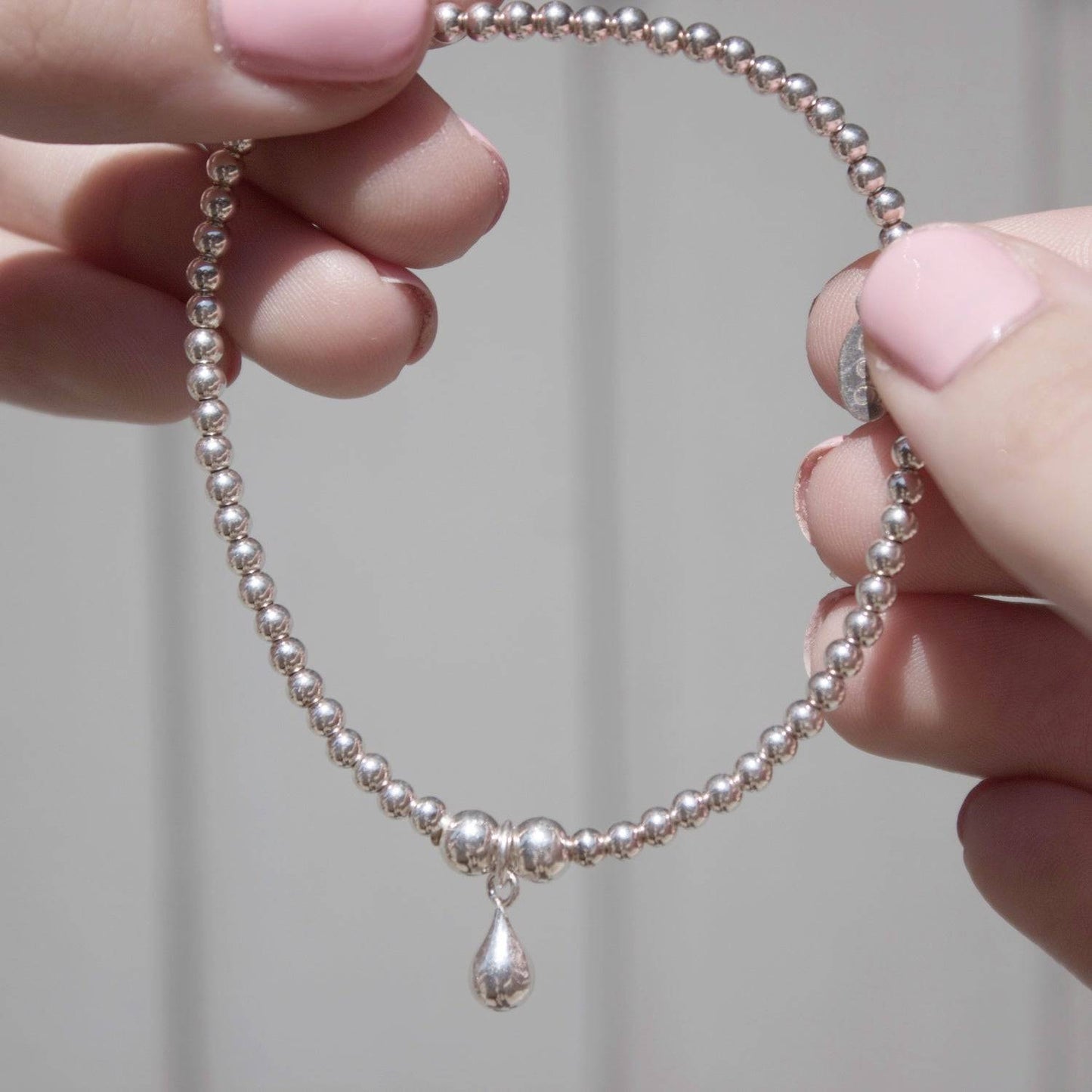 Teardrop on Silver Ball Bead Bracelet - MYLEE London