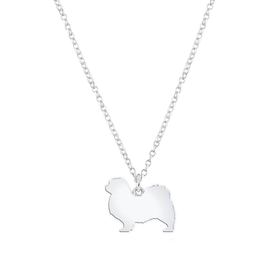 Tibetan Spaniel Silhouette Silver Necklace - Personalised - MYLEE London