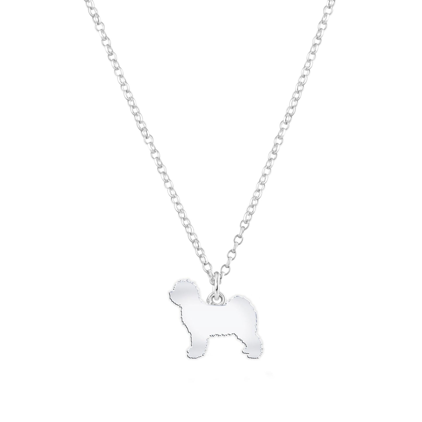 Tibetan Terrier Silhouette Silver Necklace - Personalised - MYLEE London