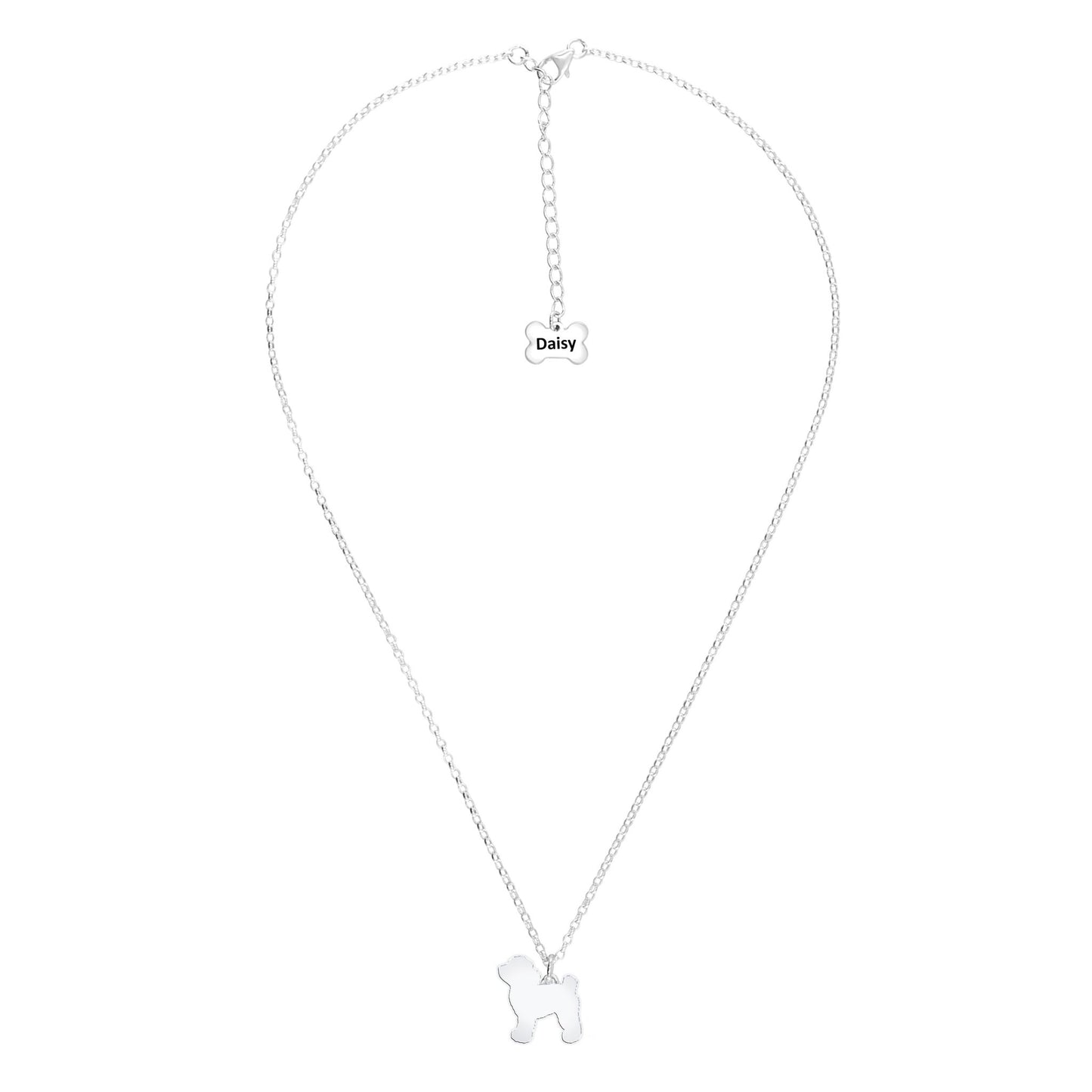 Toy Poodle Silhouette Silver Necklace - Personalised - MYLEE London