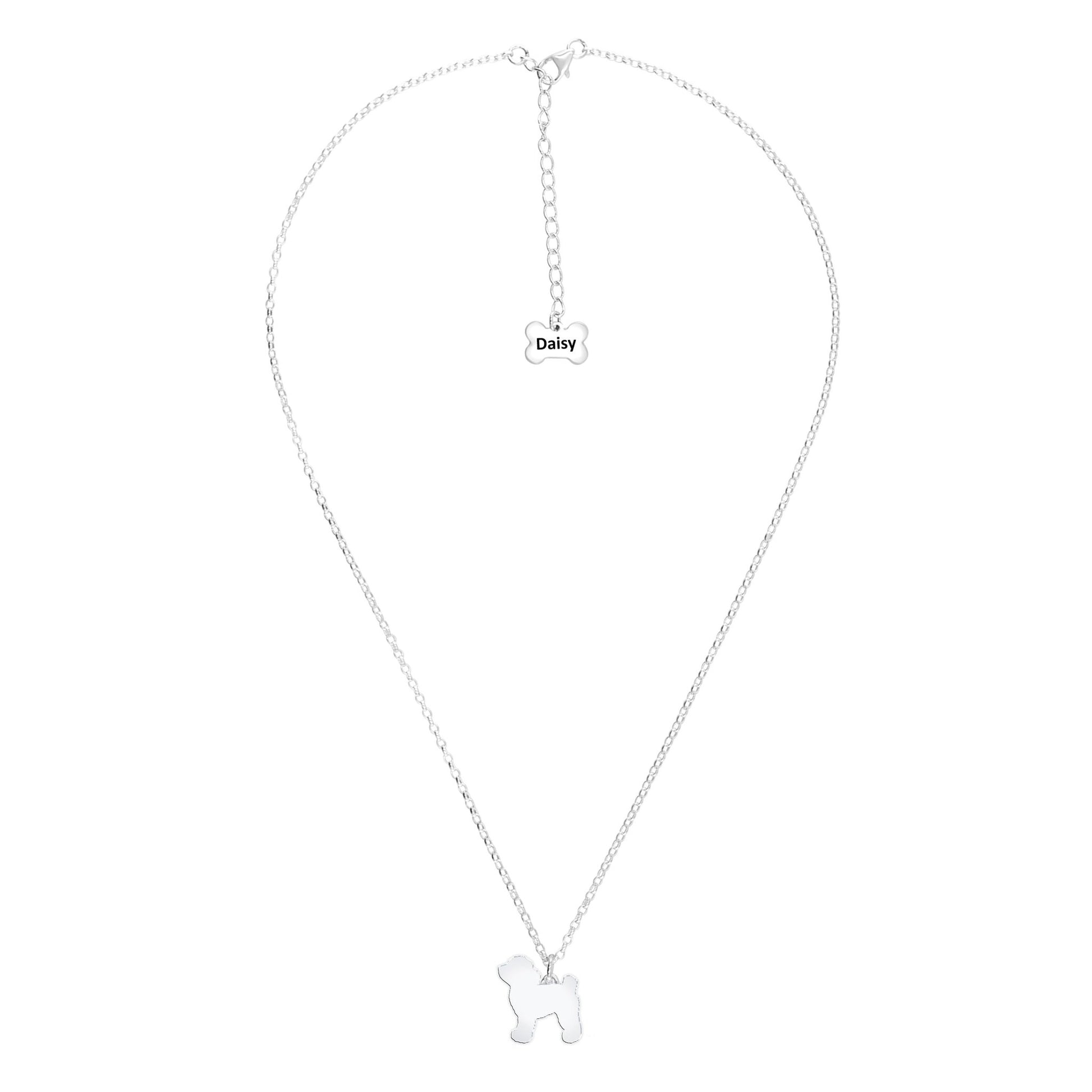Toy Poodle Silhouette Silver Necklace - Personalised - MYLEE London