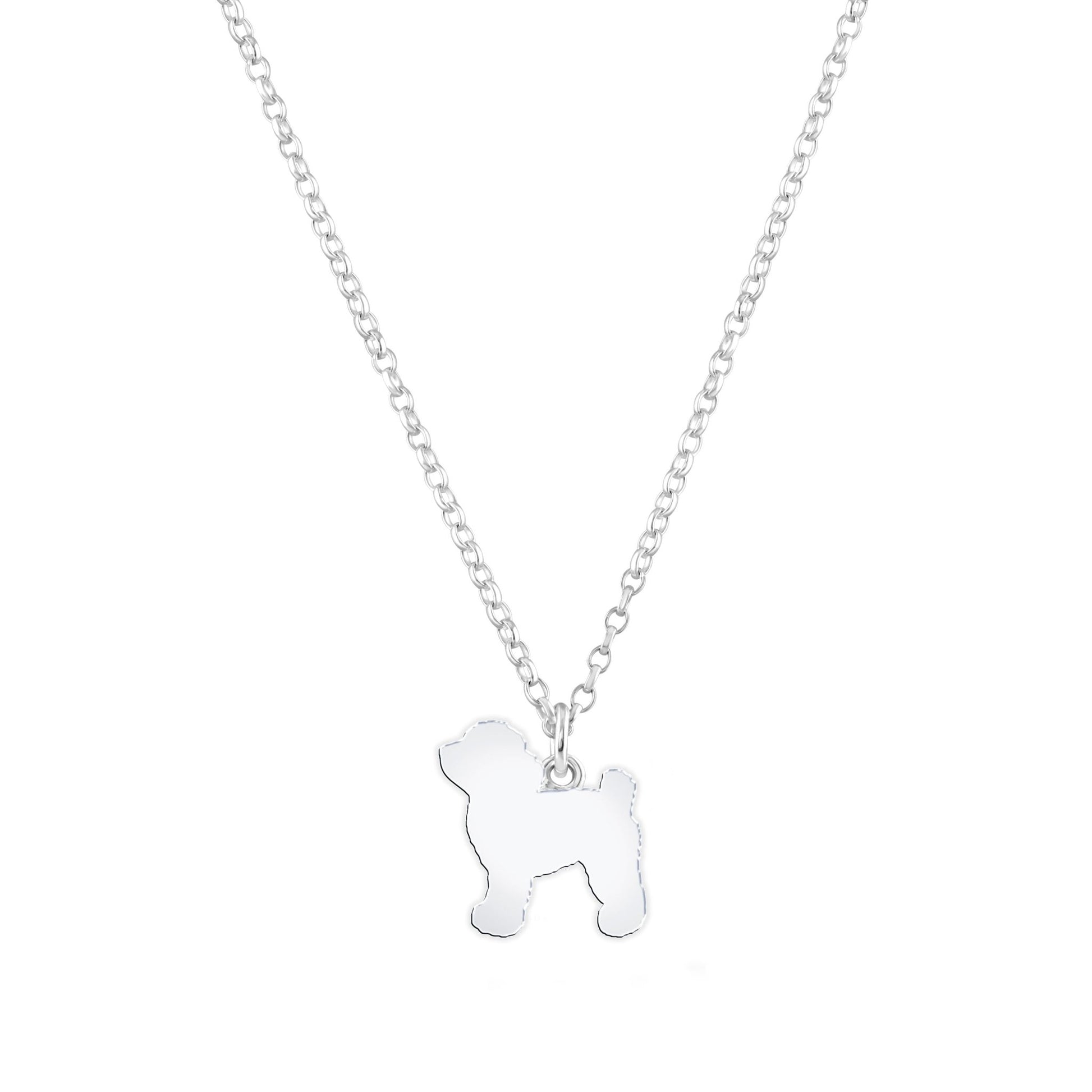 Toy Poodle Silhouette Silver Necklace - Personalised - MYLEE London