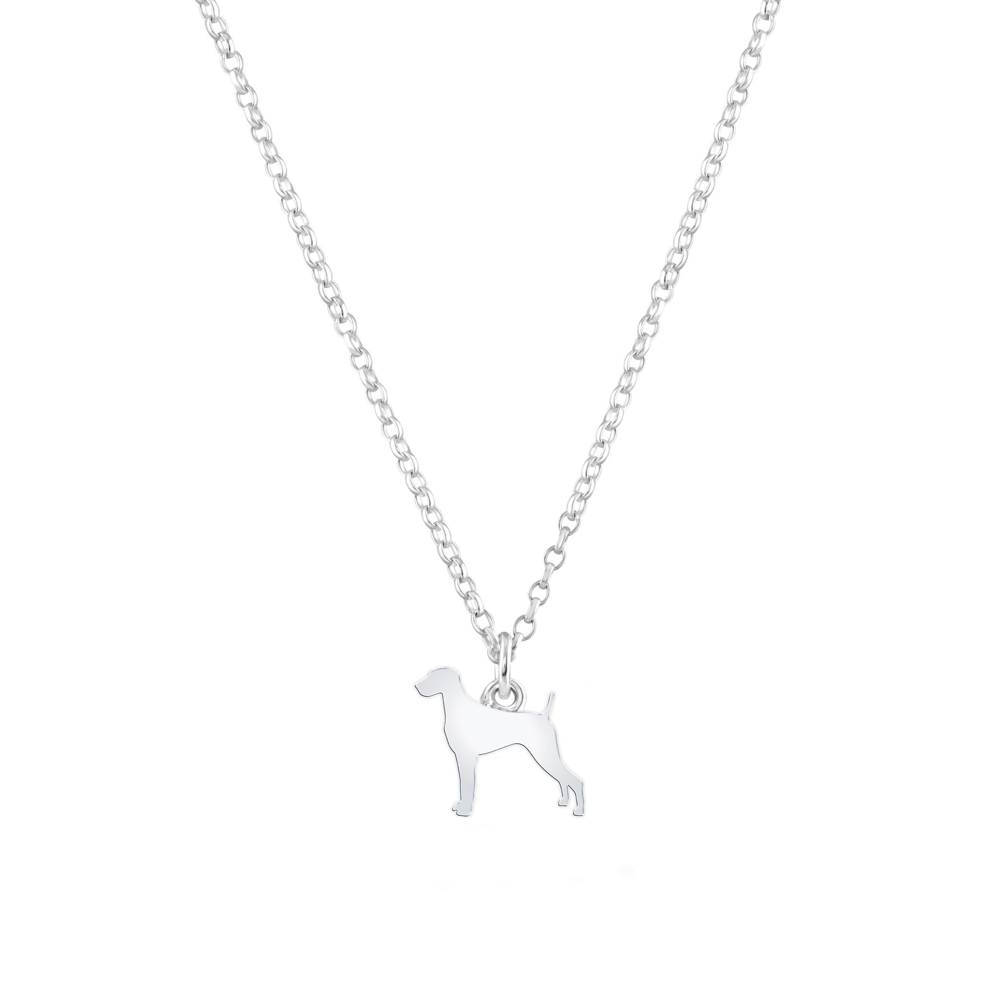 Weimaraner Silhouette Silver Necklace - Personalised - MYLEE London