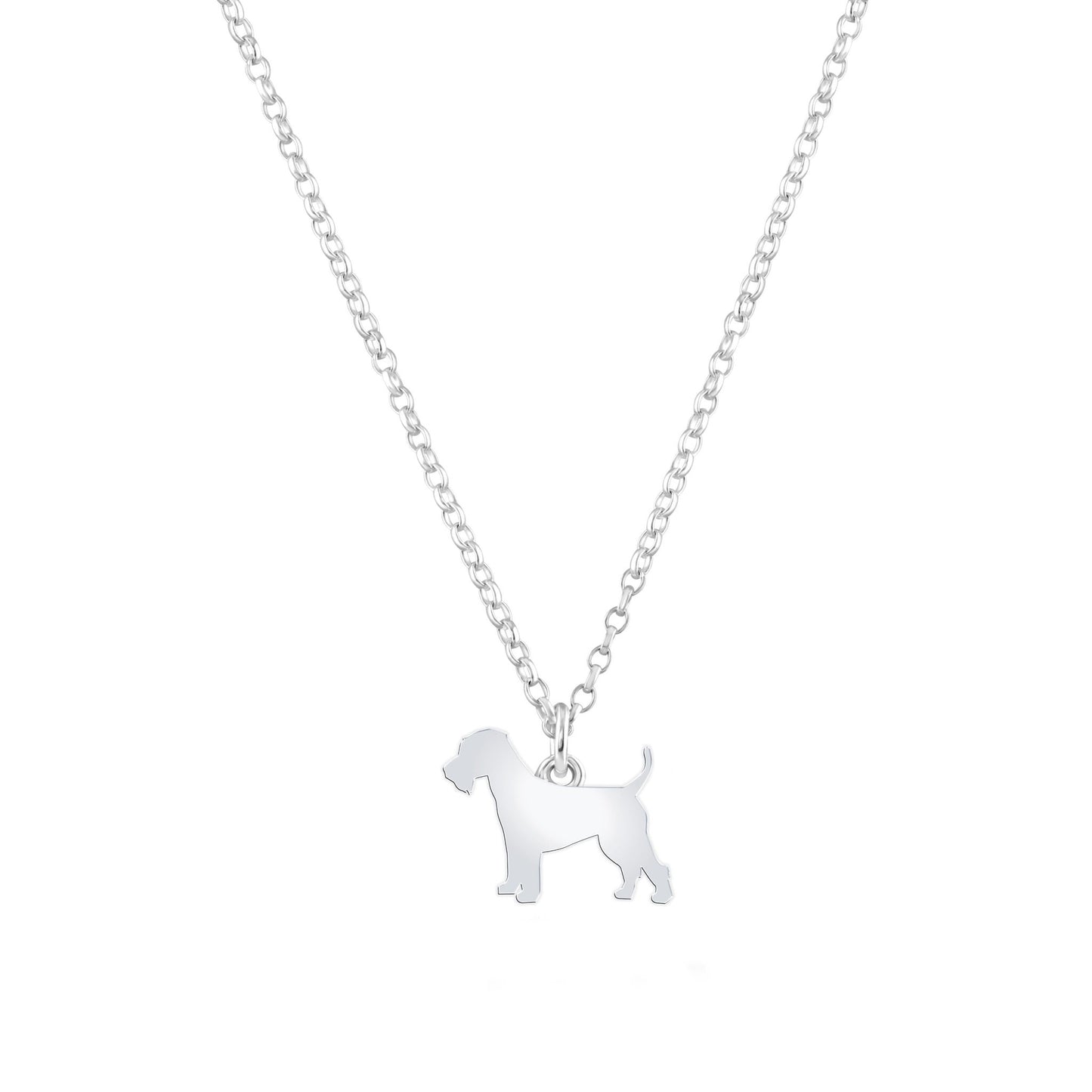 Welsh Terrier Silhouette Silver Necklace - Personalised - MYLEE London