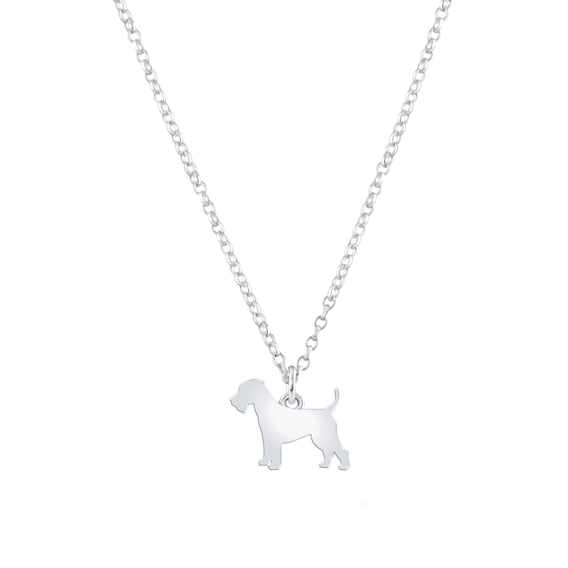Welsh Terrier Silhouette Silver Necklace - Personalised - MYLEE London