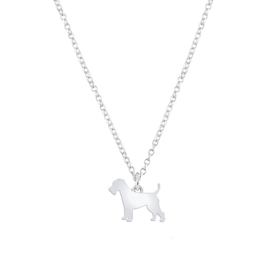 Welsh Terrier Silhouette Silver Necklace - Personalised - MYLEE London