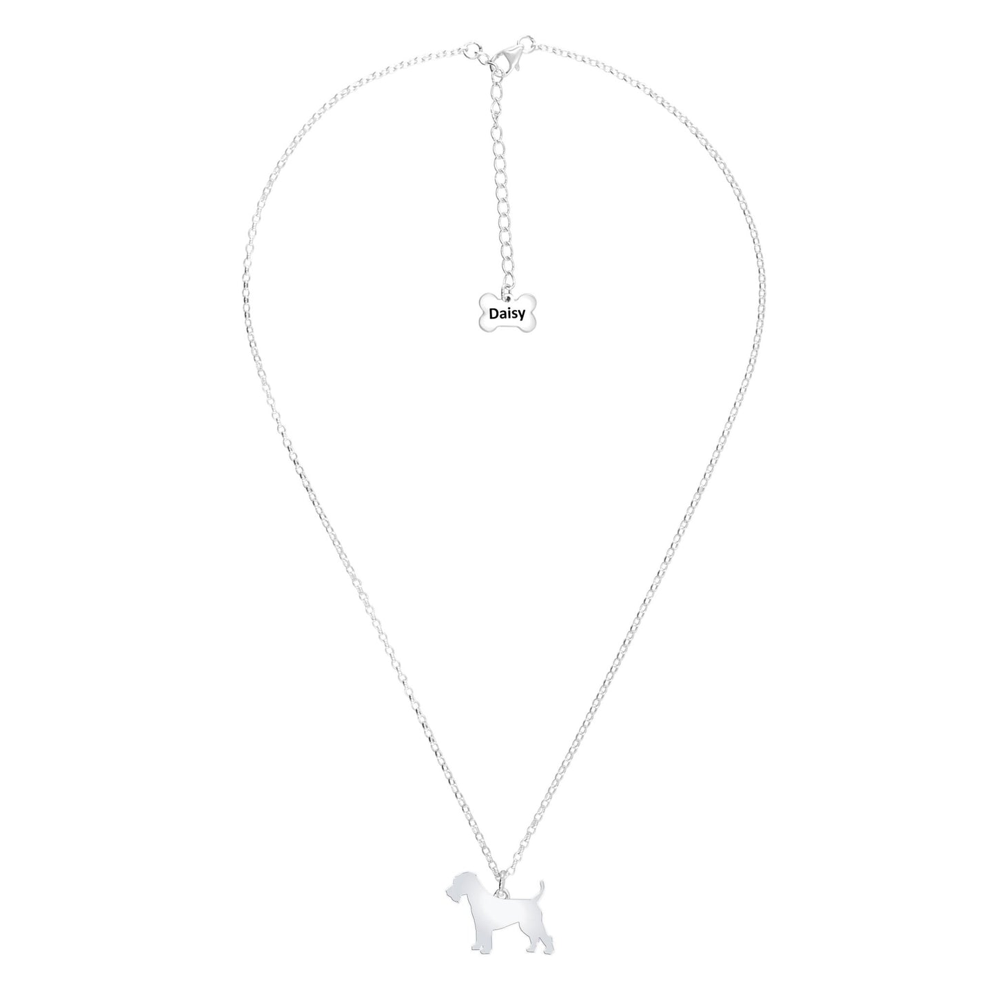 Welsh Terrier Silhouette Silver Necklace - Personalised - MYLEE London