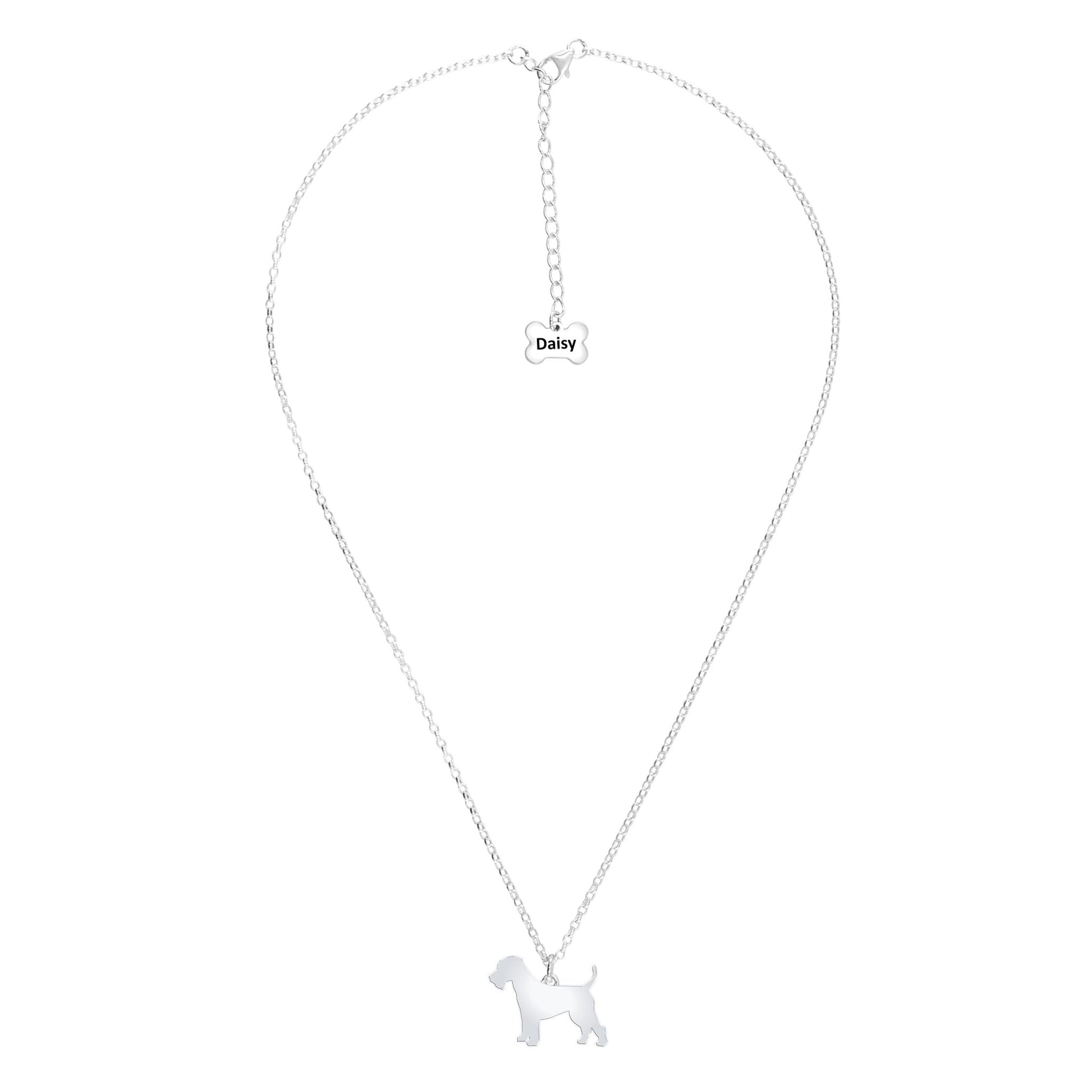 Welsh Terrier Silhouette Silver Necklace - Personalised - MYLEE London