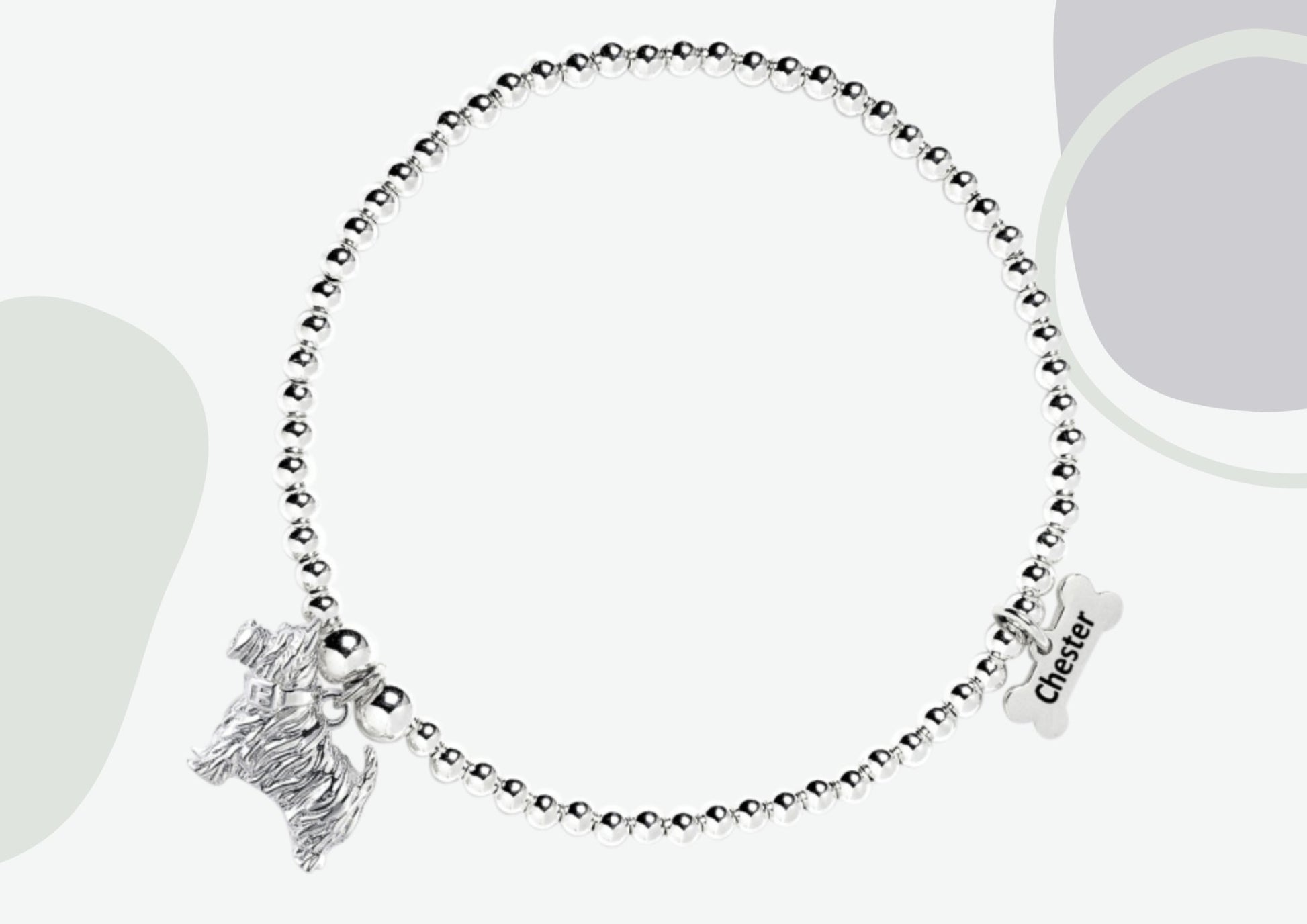 Westie Silver Ball Bead Bracelet - Personalised - MYLEE London