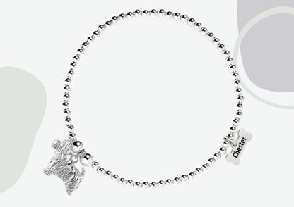 Westie Silver Ball Bead Bracelet - Personalised - MYLEE London