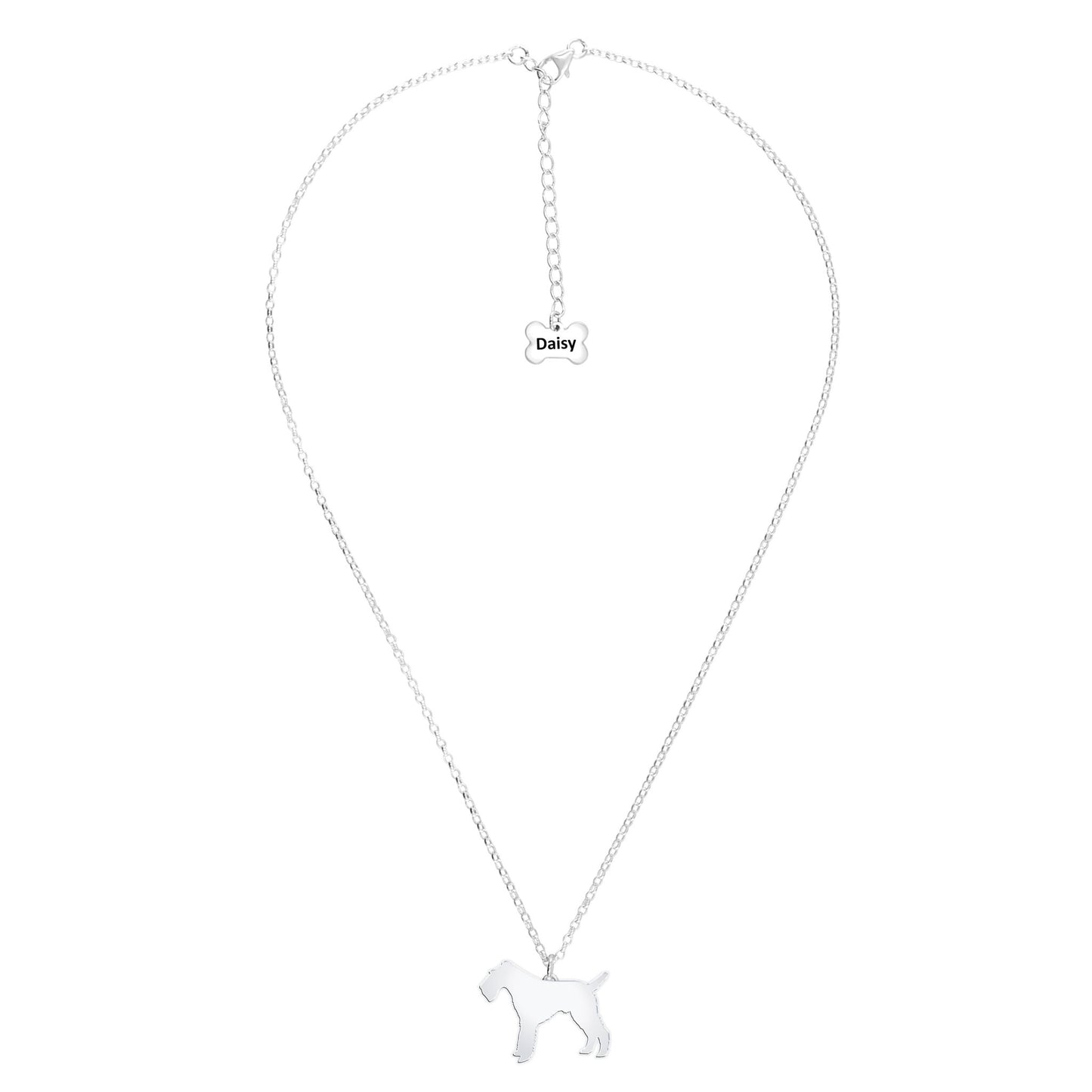 Wire Fox Terrier Silhouette Silver Necklace - Personalised - MYLEE London