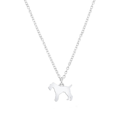 Wire Fox Terrier Silhouette Silver Necklace - Personalised - MYLEE London