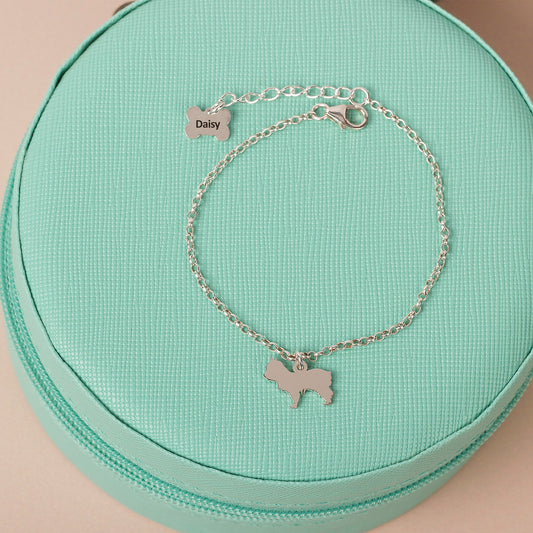 Yorkshire Terrier Silhouette Chain Bracelet - Personalised - Sterling Silver - MYLEE London