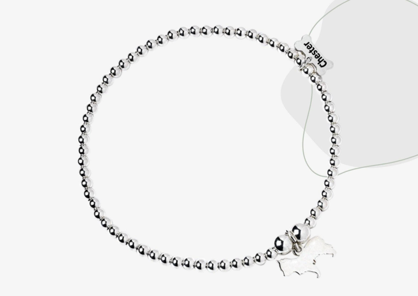 Yorkshire Terrier Silhouette Silver Ball Bead Bracelet - Personalised - MYLEE London